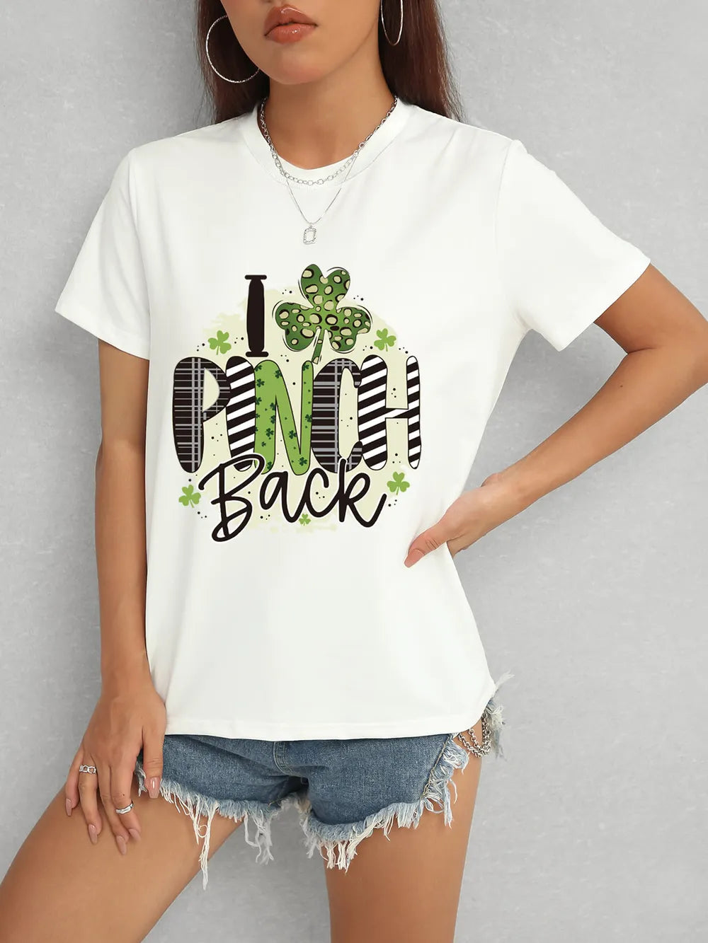 I PINCH BACK Round Neck Short Sleeve T-Shirt – Trendsi | ClozArt