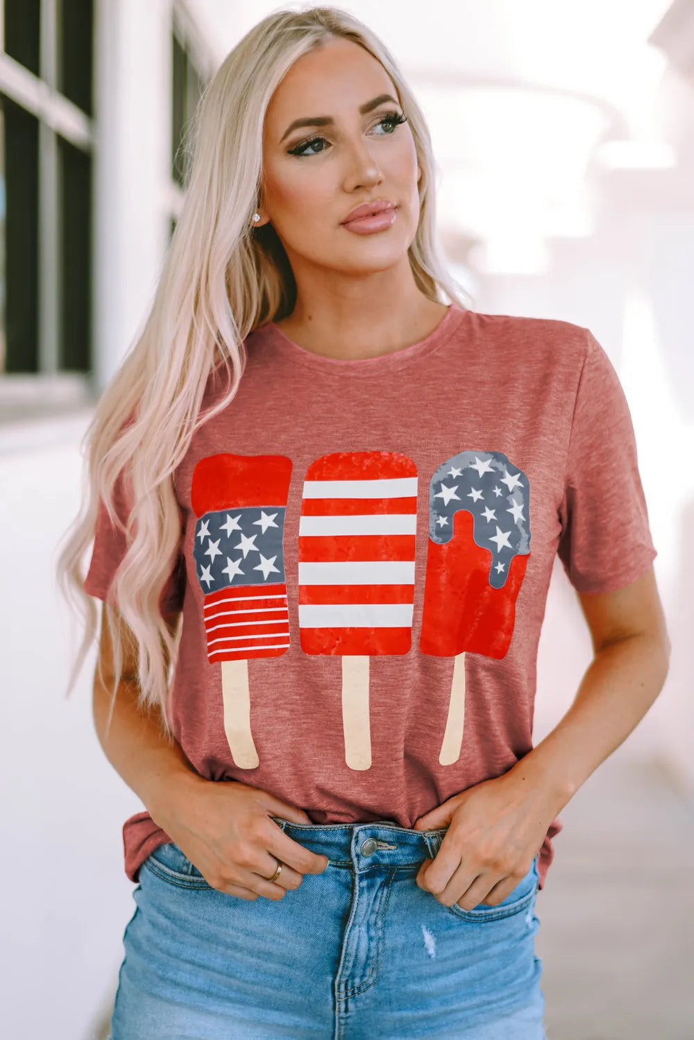 US Flag Round Neck Short Sleeve T-Shirt – Trendsi | ClozArt