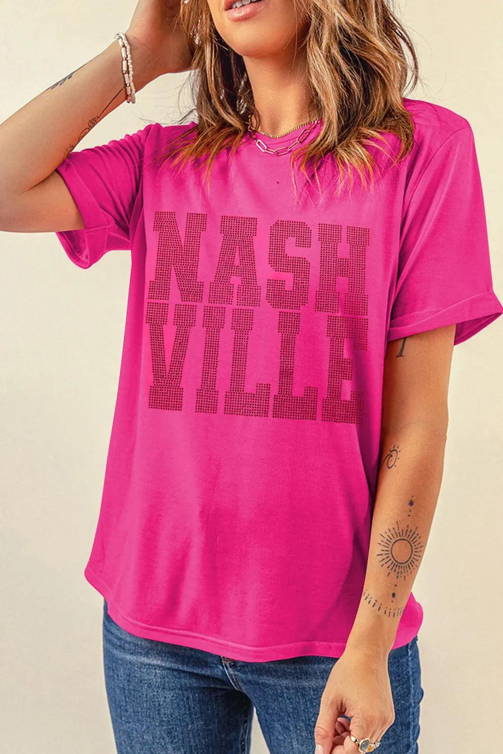 NASHVILLE Round Neck Short Sleeve T-Shirt – Trendsi | ClozArt