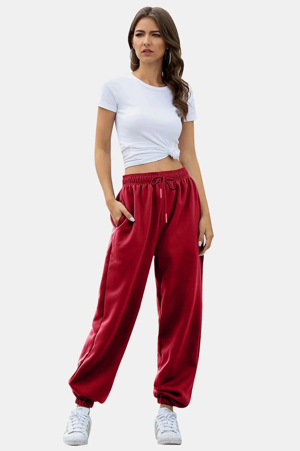 Elastic Waist Joggers with Pockets – Trendsi | ClozArt