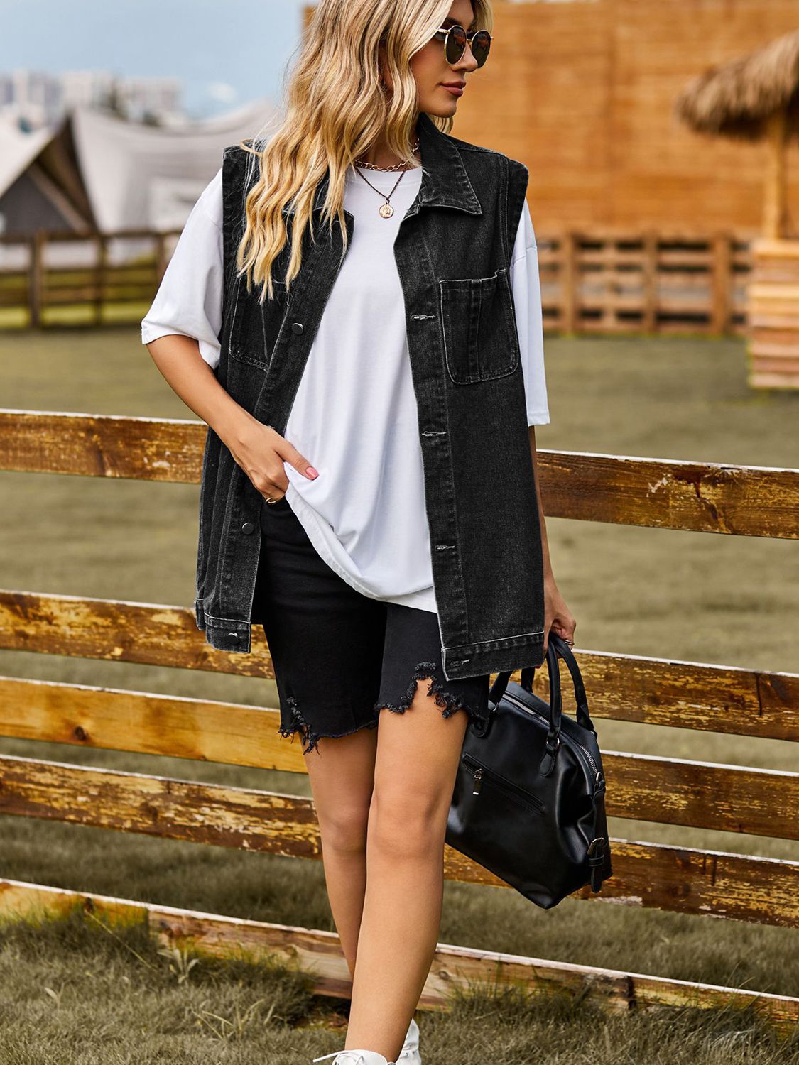 Button Down Denim Vest – Trendsi | ClozArt