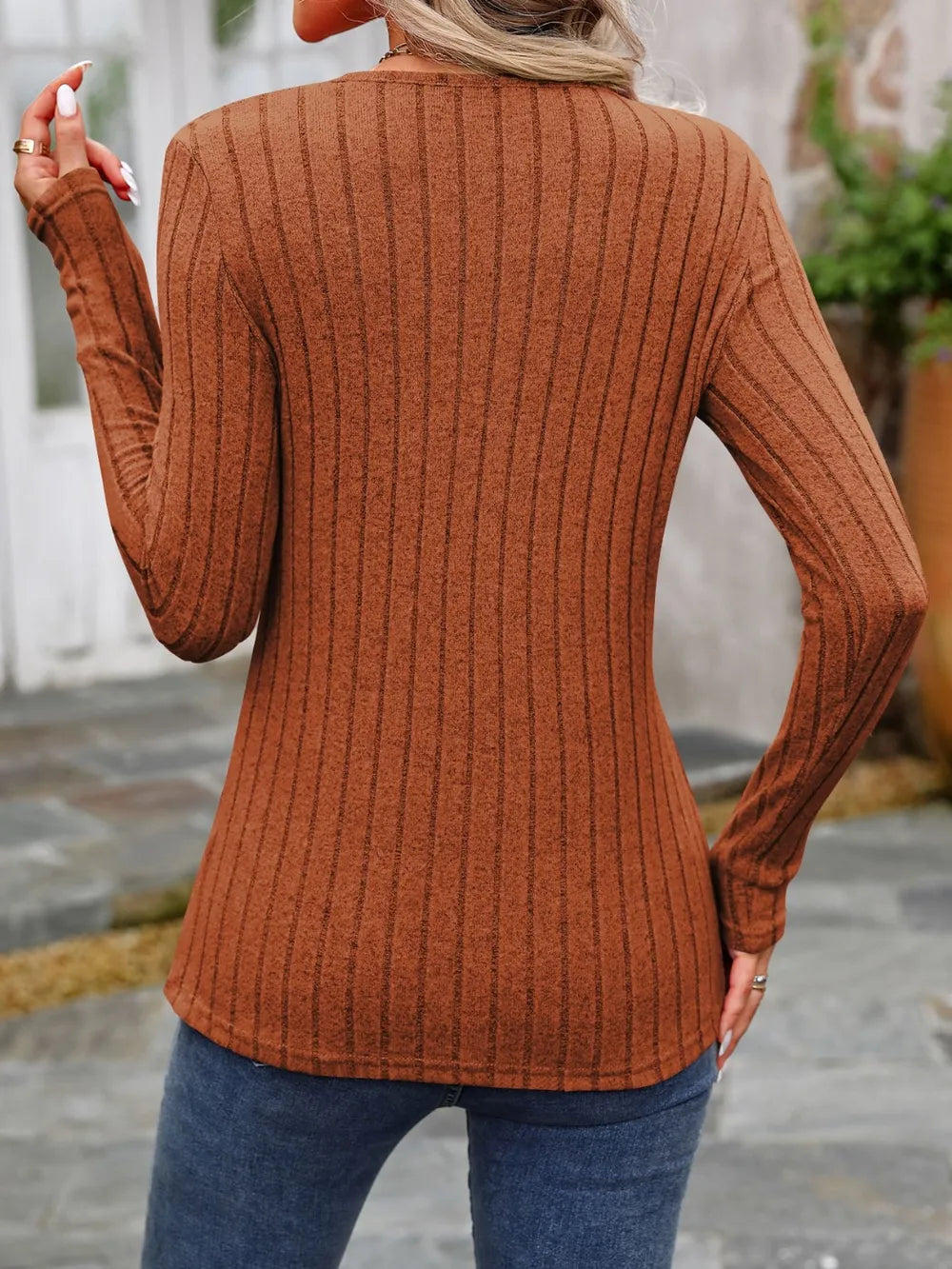 Decorative Button Round Neck Long Sleeve T-Shirt – Trendsi | ClozArt