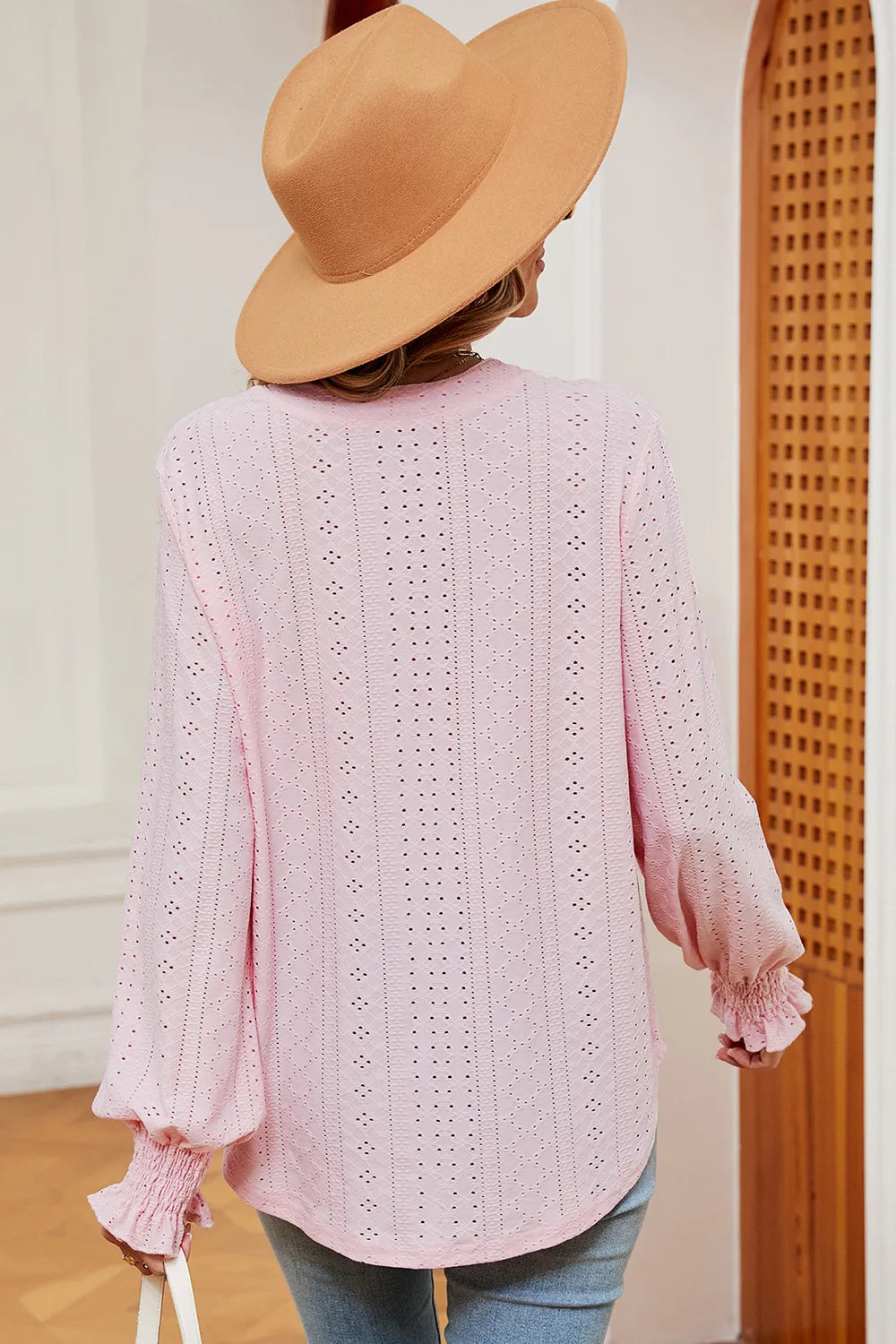 Eyelet Notched Long Sleeve T-Shirt – Trendsi | ClozArt