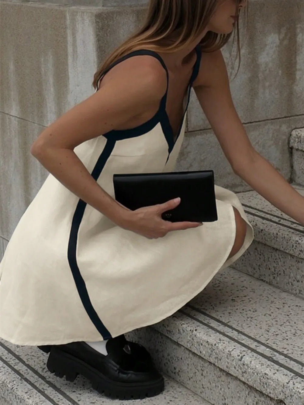 Contrast Trim V-Neck Mini Cami Dress – Trendsi | ClozArt