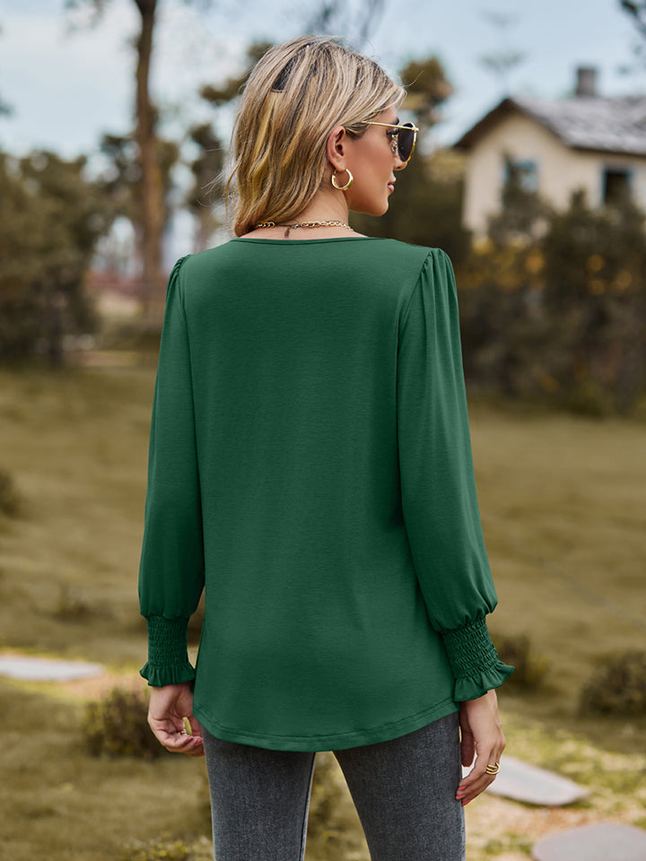 Puff Sleeve Pleated Blouse – Trendsi | ClozArt