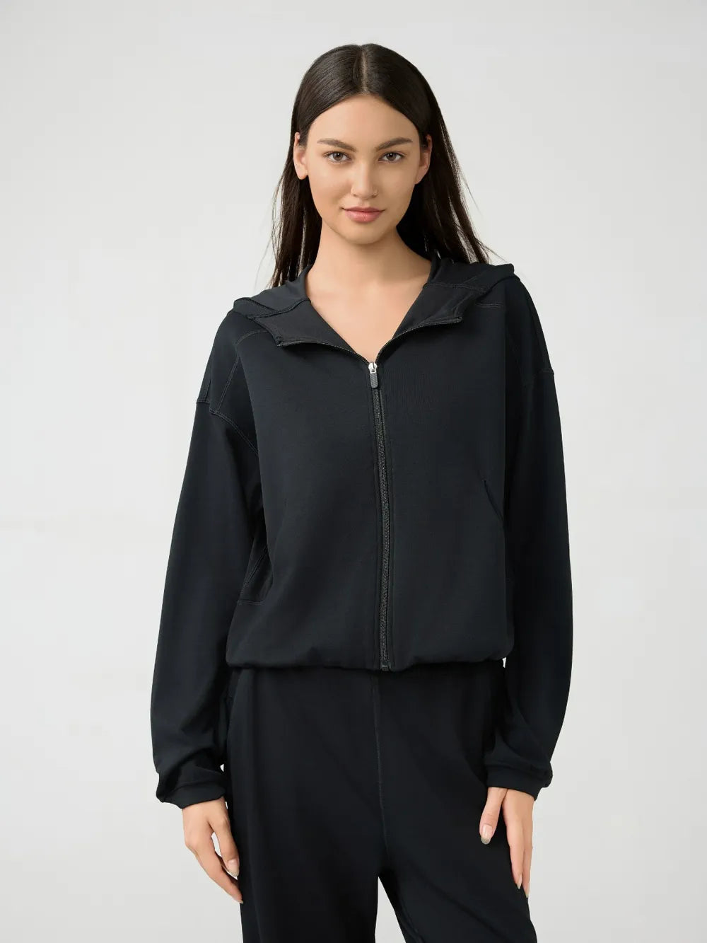 Millennia Zip Up Dropped Shouder Active Hooded – Trendsi | ClozArt