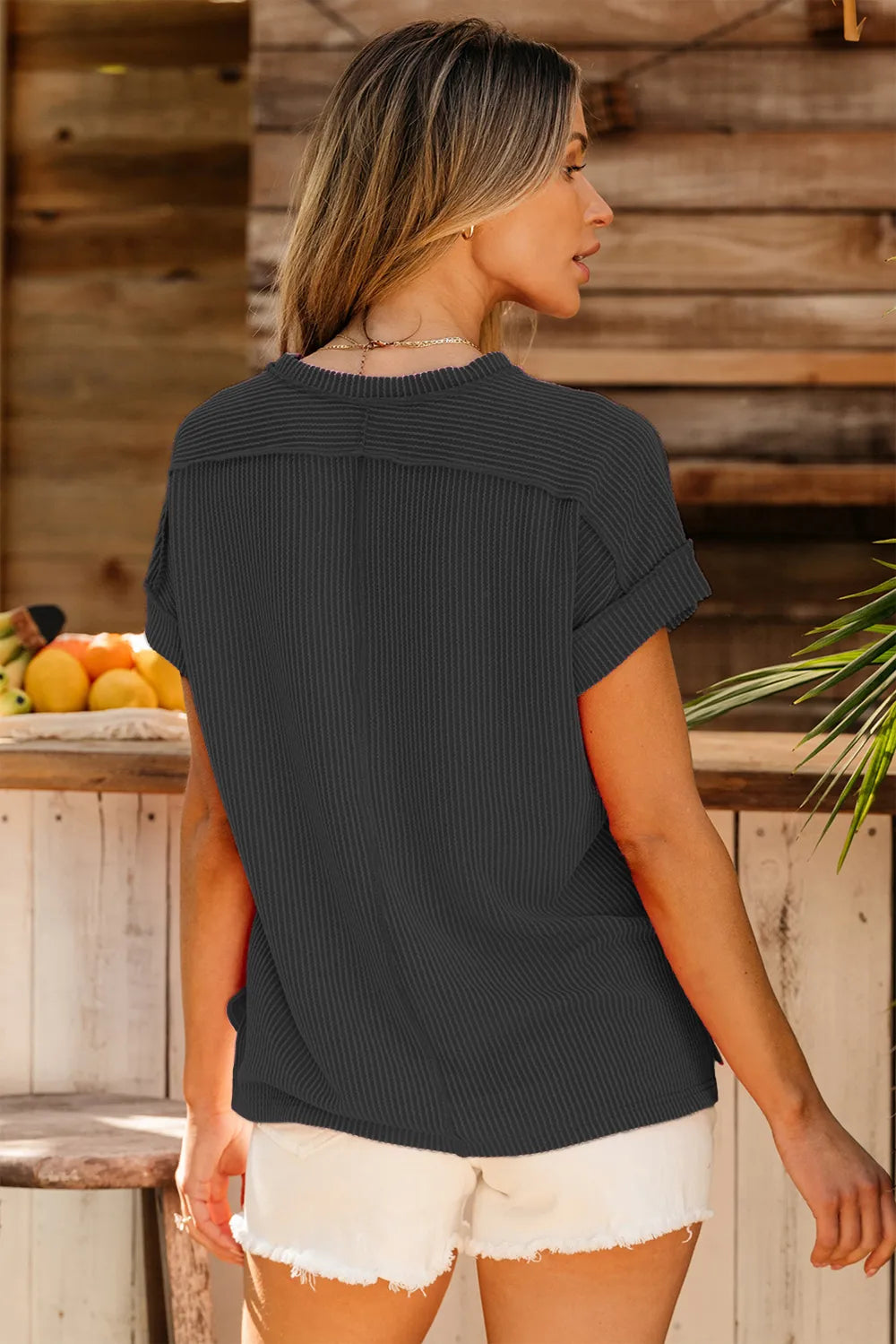 Exposed Seam Round Neck Short Sleeve T-Shirt – Trendsi | ClozArt