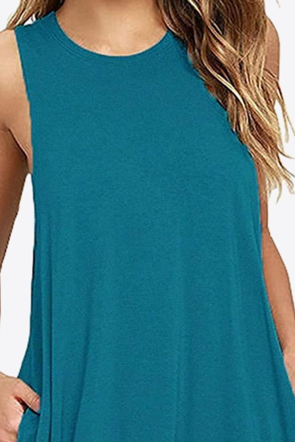 Full Size Round Neck Sleeveless Dress with Pockets – Trendsi | ClozArt