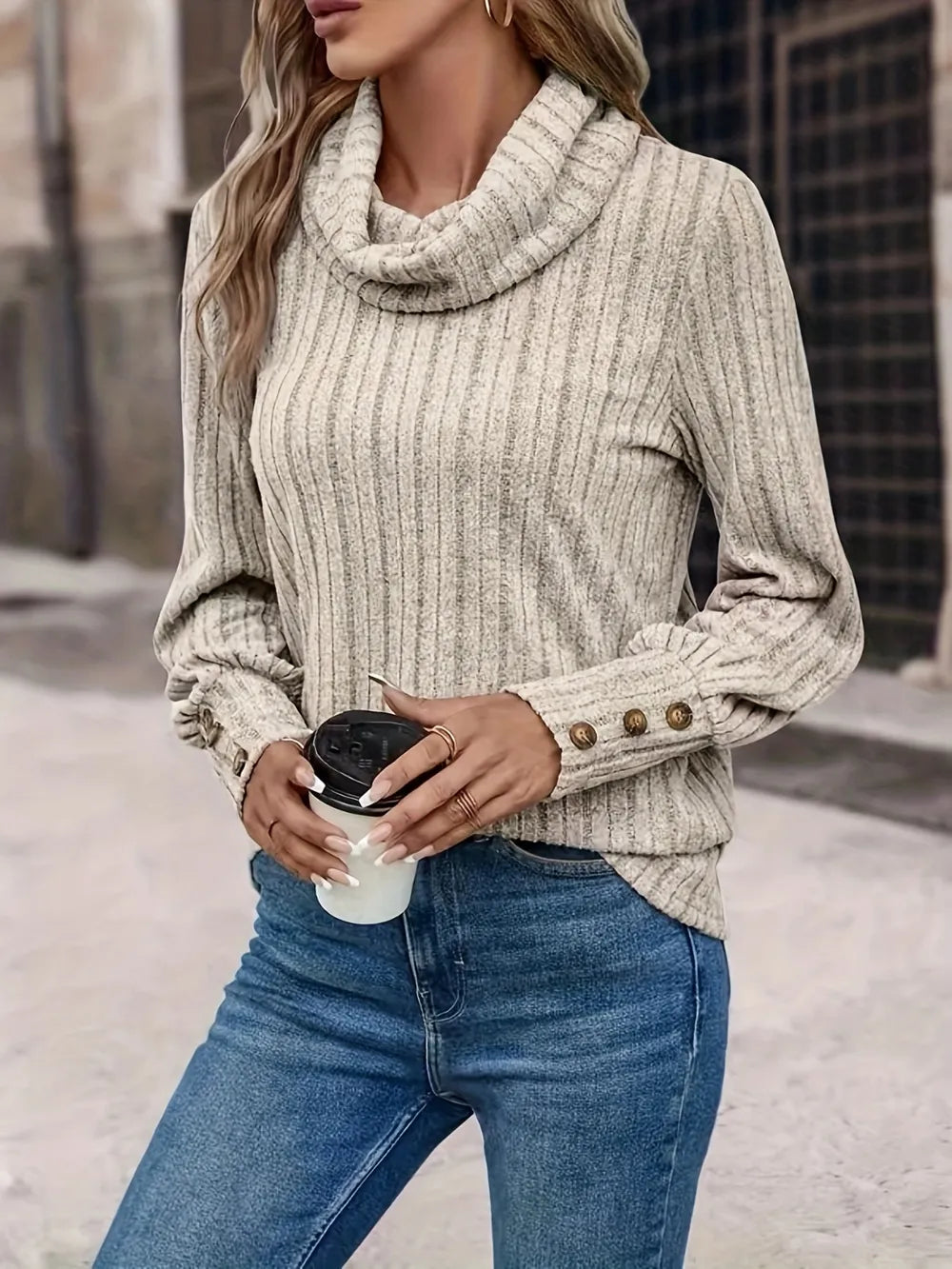 Turtleneck Long Sleeve T-Shirt – Trendsi | ClozArt