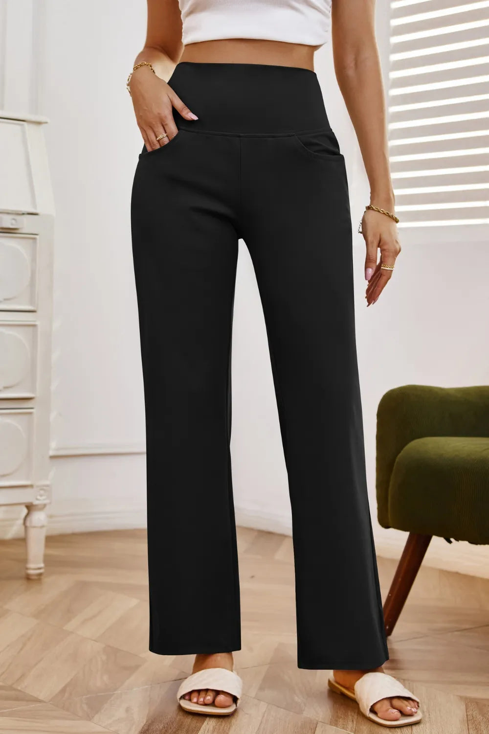 High Waist Wide Leg Pants with Pockets – Trendsi | ClozArt