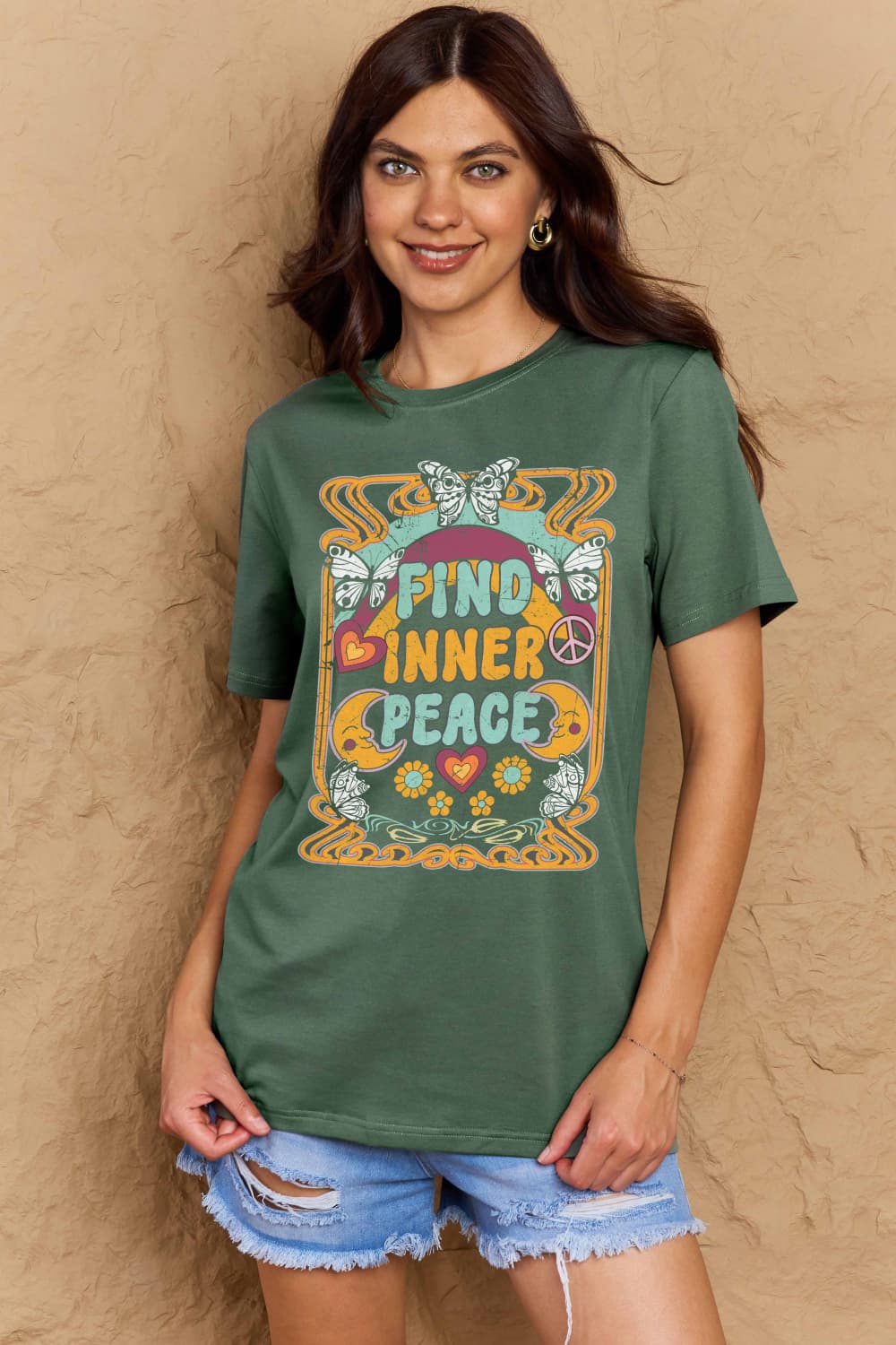 Simply Love Full Size FIND INNER PEACE Graphic Cotton T-Shirt – Trendsi | ClozArt