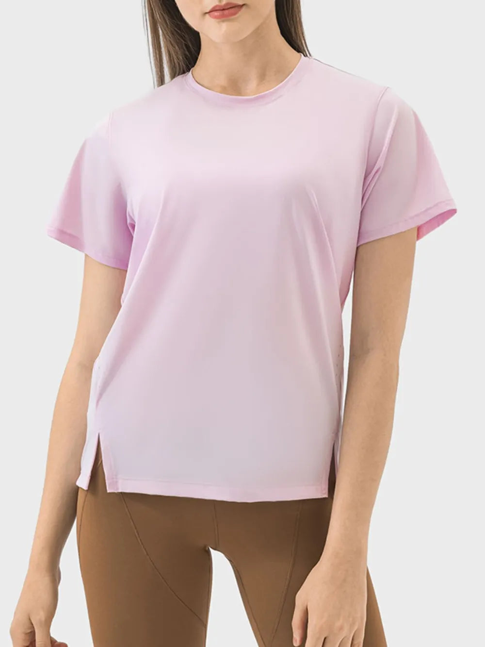 Millennia Slit Round Neck Short Sleeve Active T-Shirt – Trendsi | ClozArt