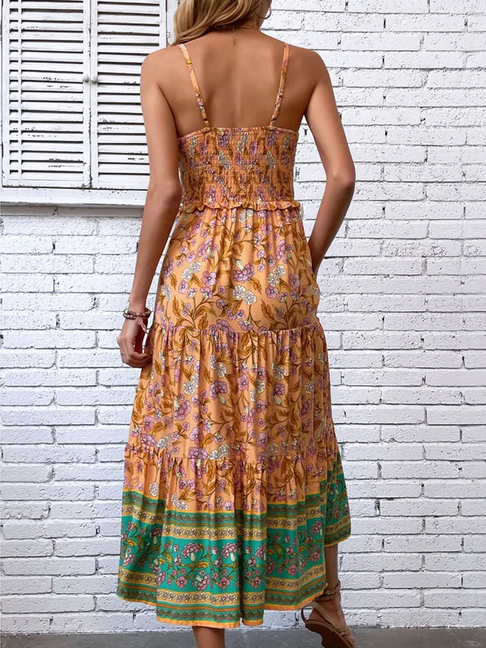 Printed Square Neck Midi Cami Dress – Trendsi | ClozArt