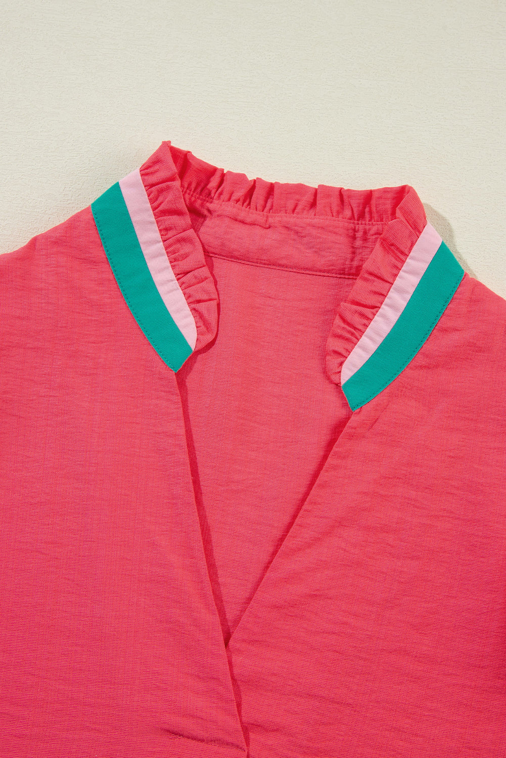 Bright Green Puff Sleeve Pop of Color Neckline Blouse – Shewin | ClozArt