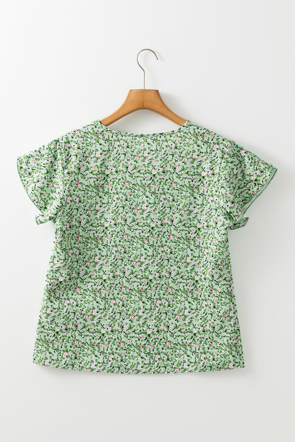 Green Boho Floral V Neck Short Sleeve Blouse – Shewin | ClozArt