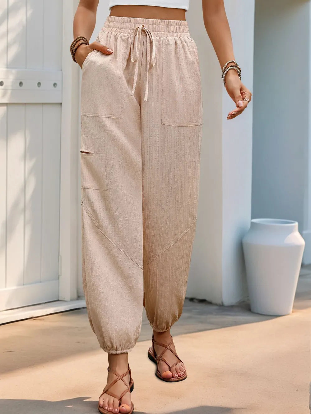 Perfee Elastic Waist Joggers with Pockets – Trendsi | ClozArt