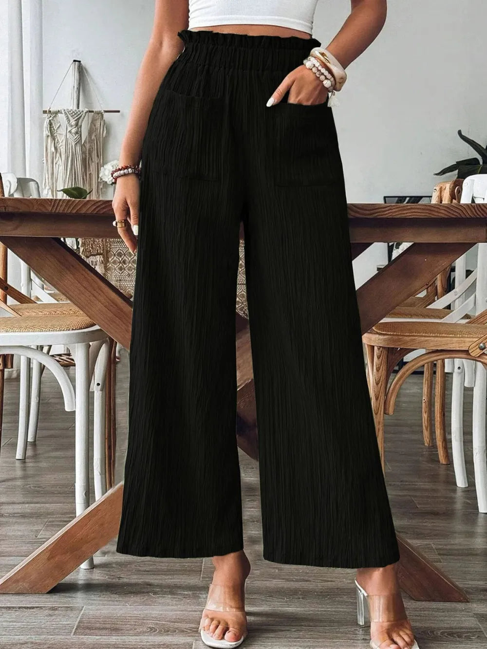 Pocketed Elastic Waist Wide Leg Pants – Trendsi | ClozArt