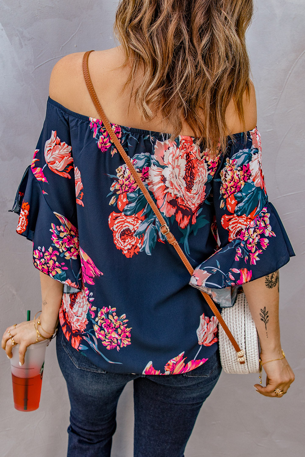 Printed Off-Shoulder Flounce Sleeve Top – Trendsi | ClozArt