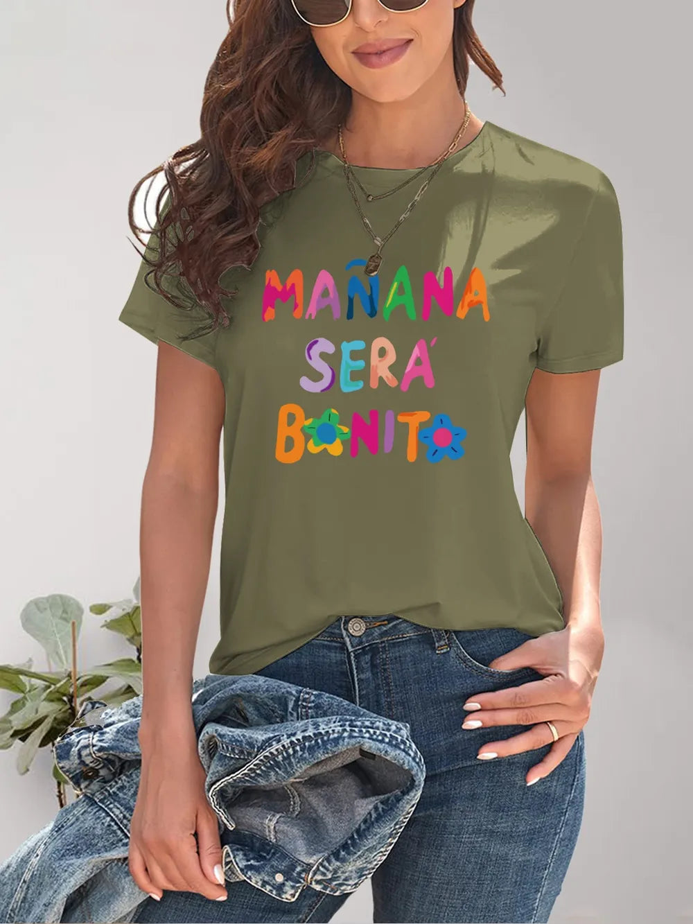 Letter Graphic Round Neck Short Sleeve T-Shirt – Trendsi | ClozArt