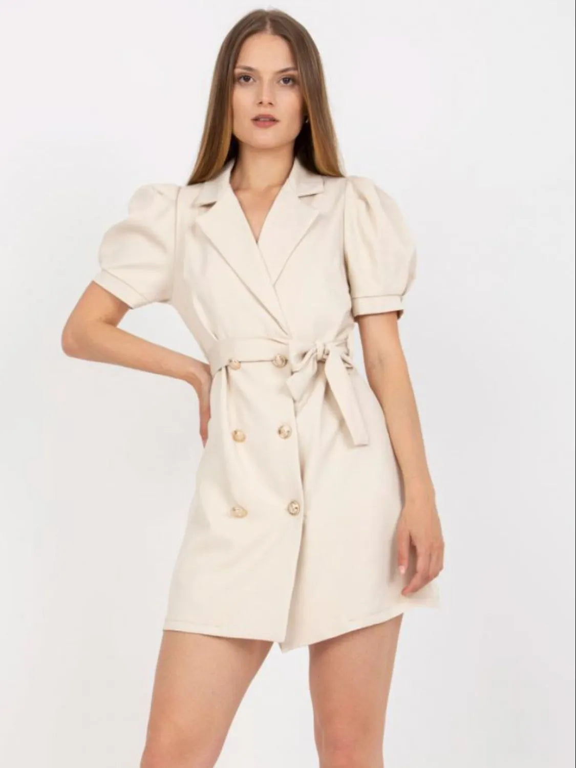 Tie Waist Short Sleeve Blazer Dress – Trendsi | ClozArt