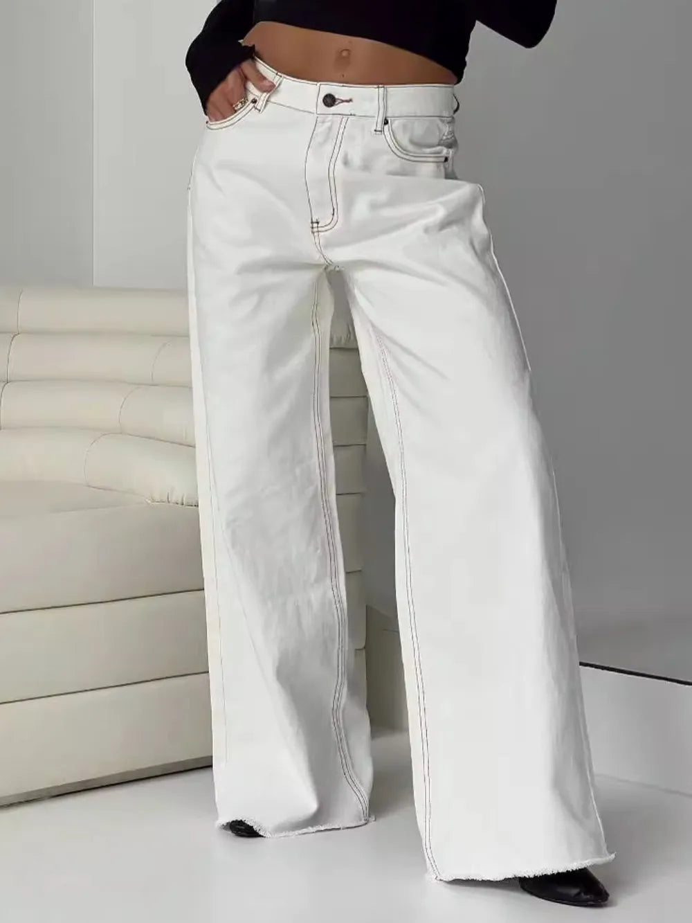Wide Leg Jeans with Pockets – Trendsi | ClozArt