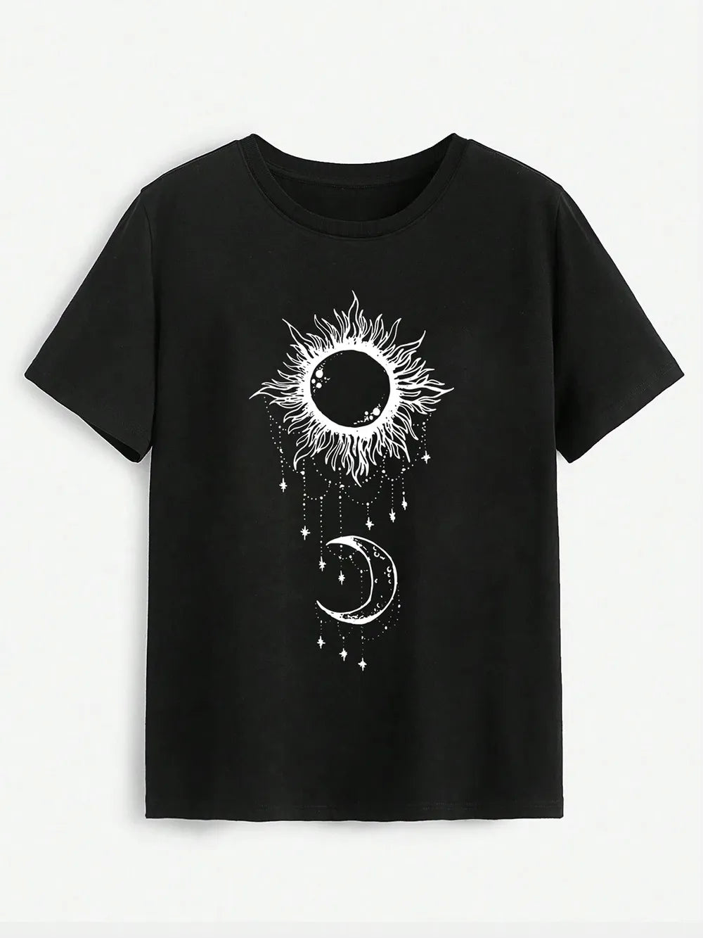 Sun & Moon Graphic Round Neck T-Shirt – Trendsi | ClozArt