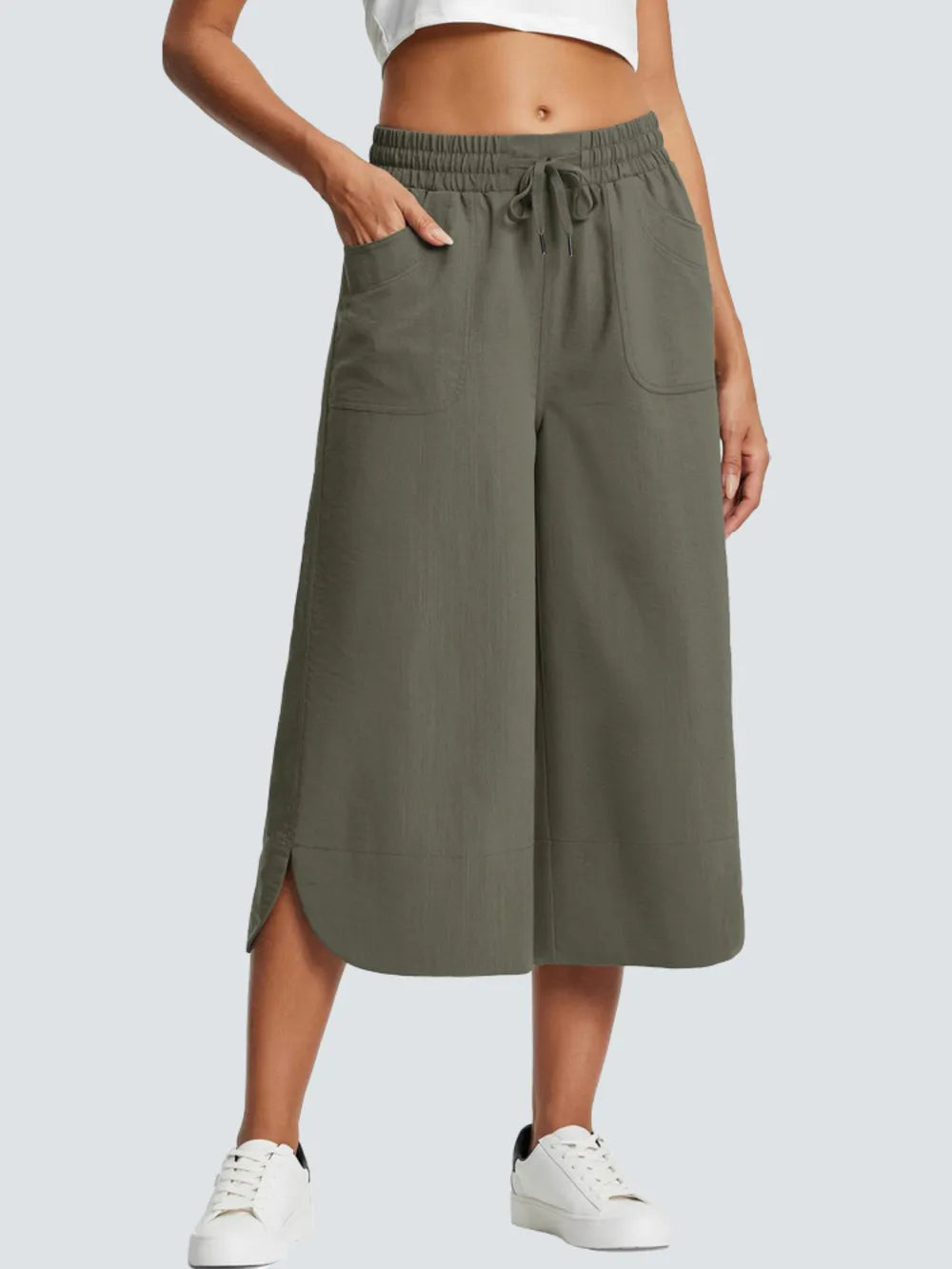 Full Size Drawstring Wide Leg Capris Pants Plus Size – Trendsi | ClozArt