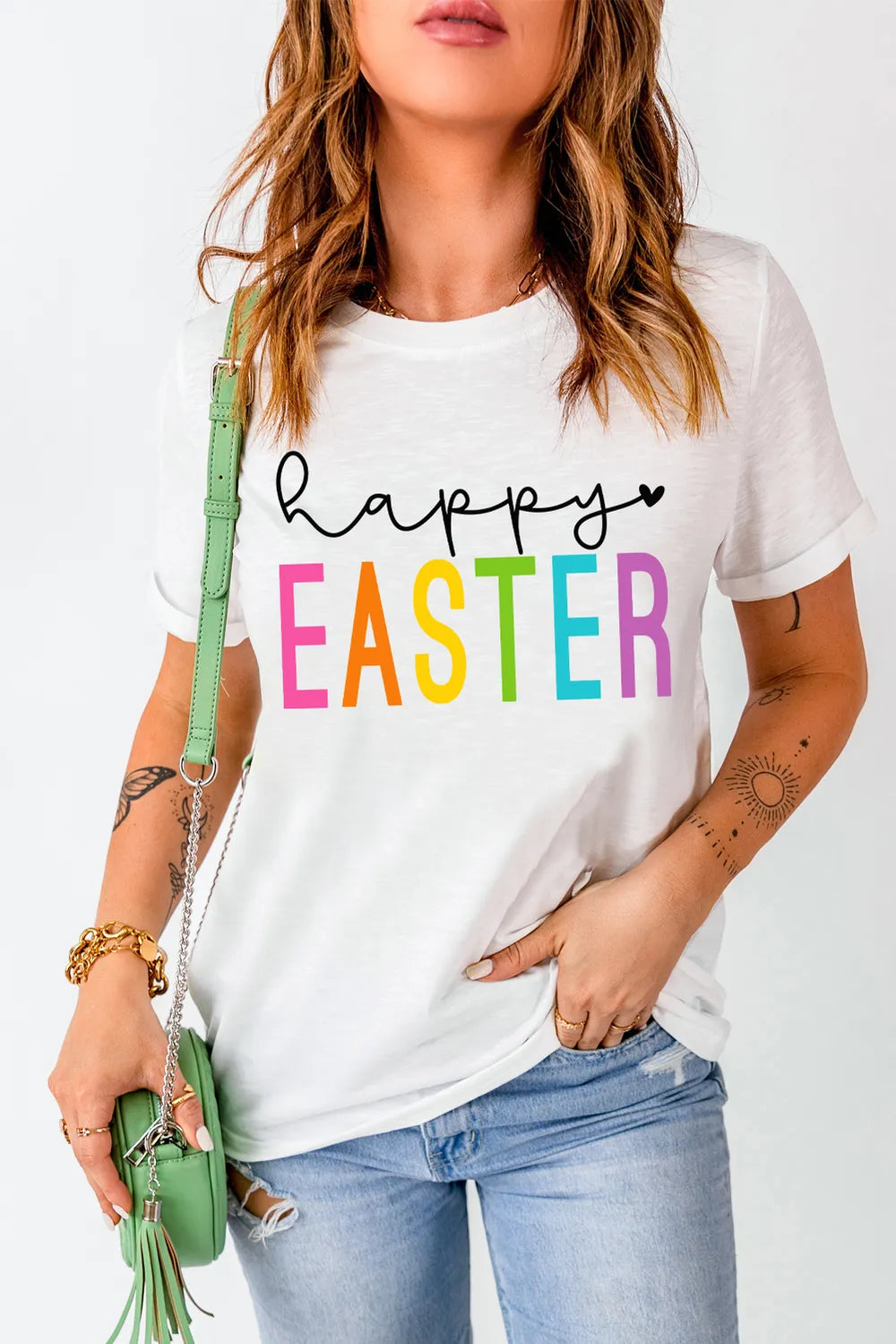 HAPPY EASTER Round Neck Short Sleeve T-Shirt – Trendsi | ClozArt