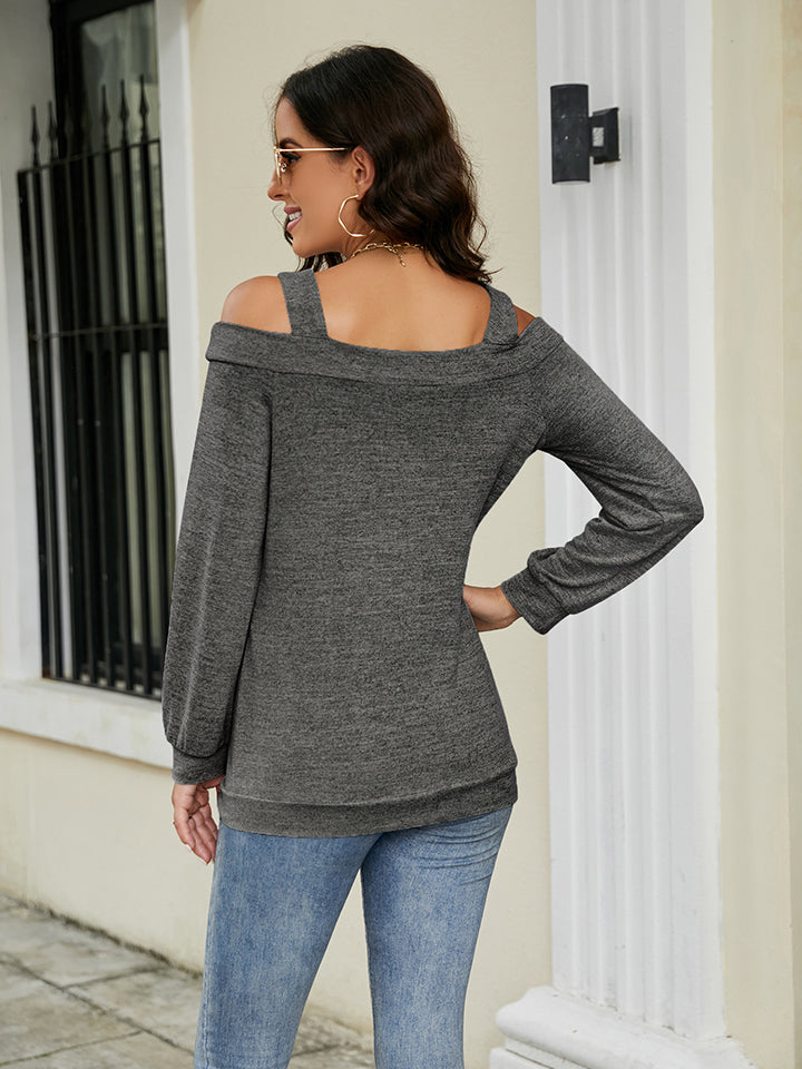 Cold Shoulder Cutout Square Neck Blouse – Trendsi | ClozArt