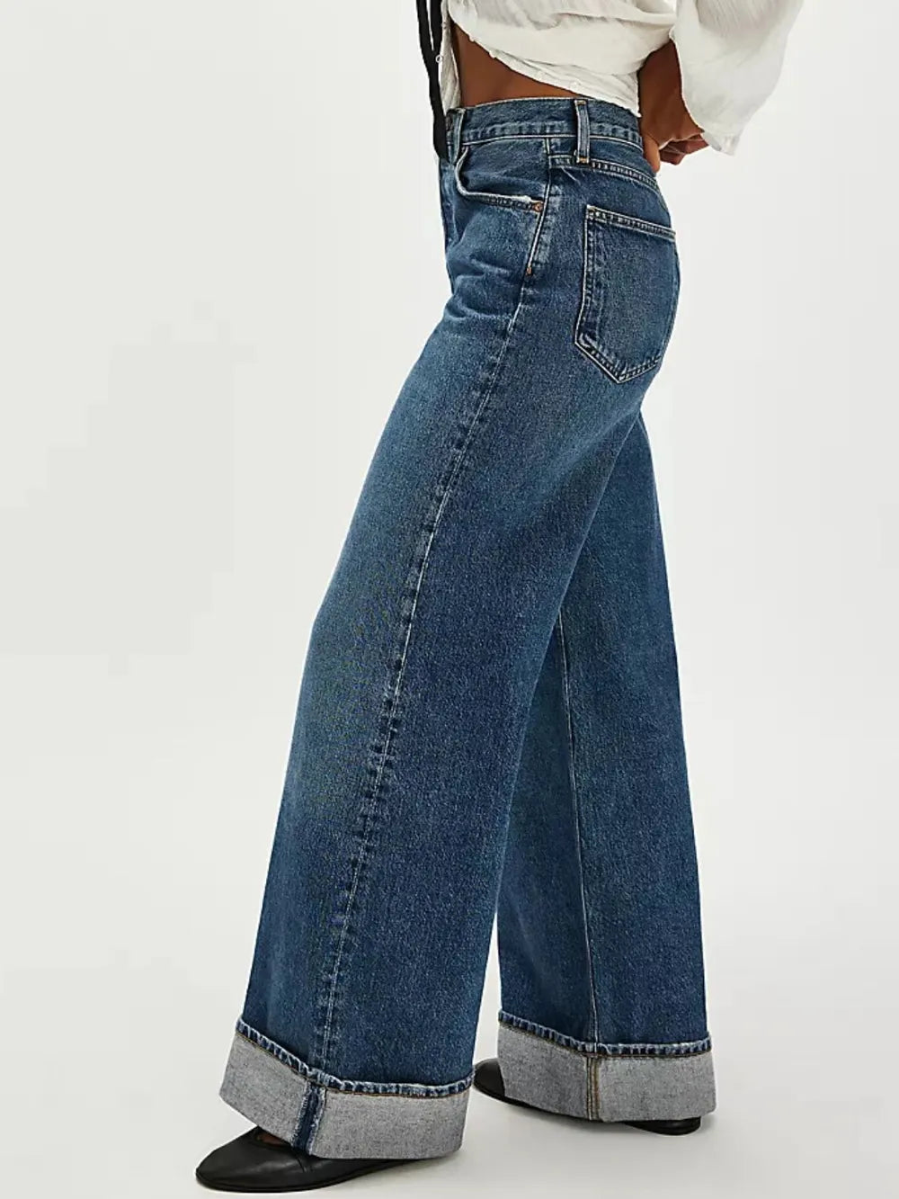Cuffed Jeans with Pockets – Trendsi | ClozArt