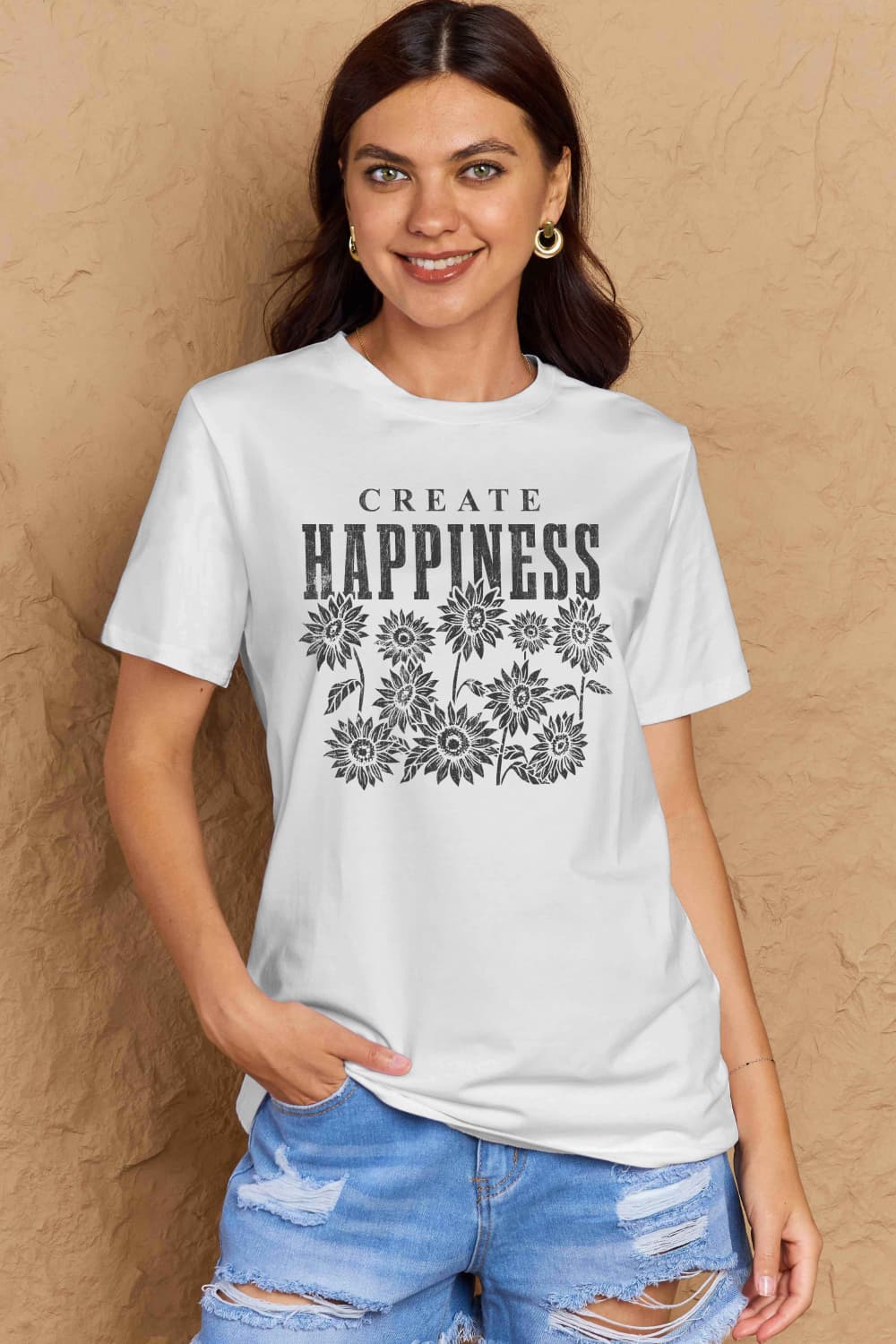 Simply Love Full Size CREATE HAPPINESS Graphic Cotton T-Shirt – Trendsi | ClozArt