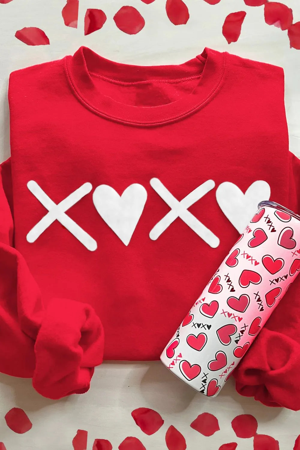 Valentine’s Day XOXO Round Neck Drop Shoulder Sweatshirt – Trendsi | ClozArt