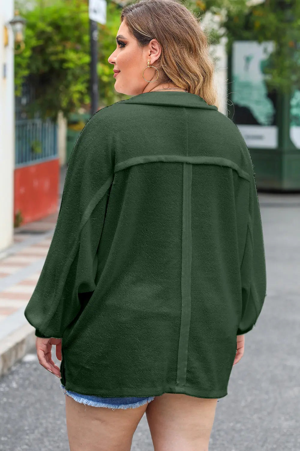 Plus Size Half Button Collared Neck Long Sleeve Blouse – Trendsi | ClozArt