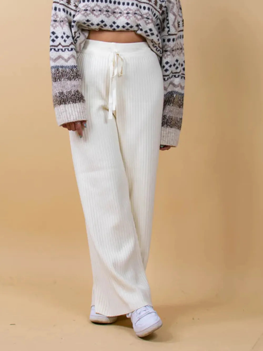 Ribbed Wide Leg Sweater Pants – Trendsi | ClozArt