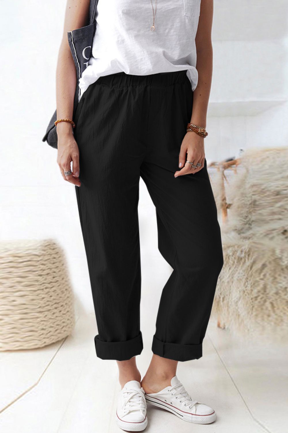 Shiny Paperbag Waist Pull-On Pants with Pockets – Trendsi | ClozArt