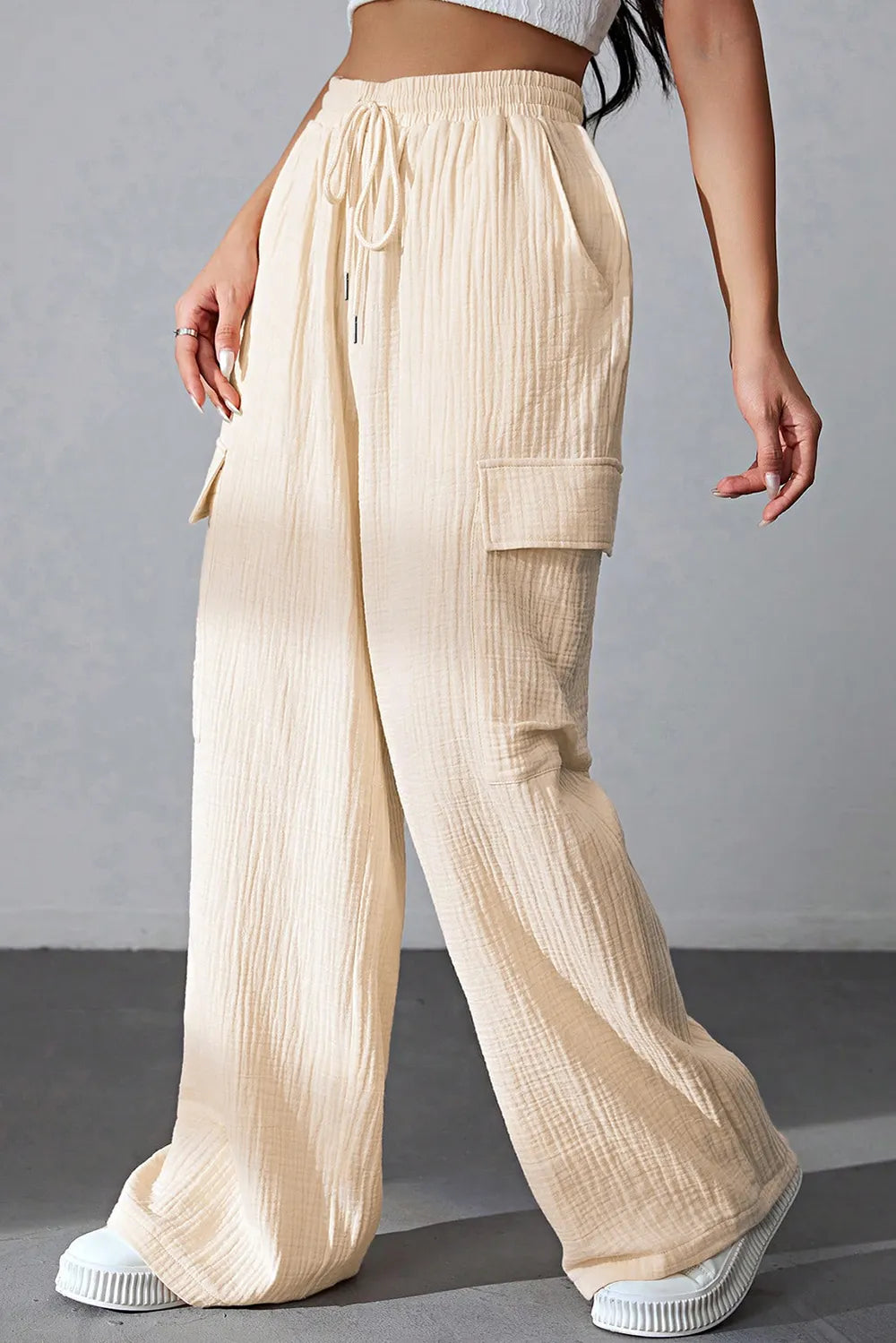 Drawstring Pocketed Wide Leg Pants – Trendsi | ClozArt