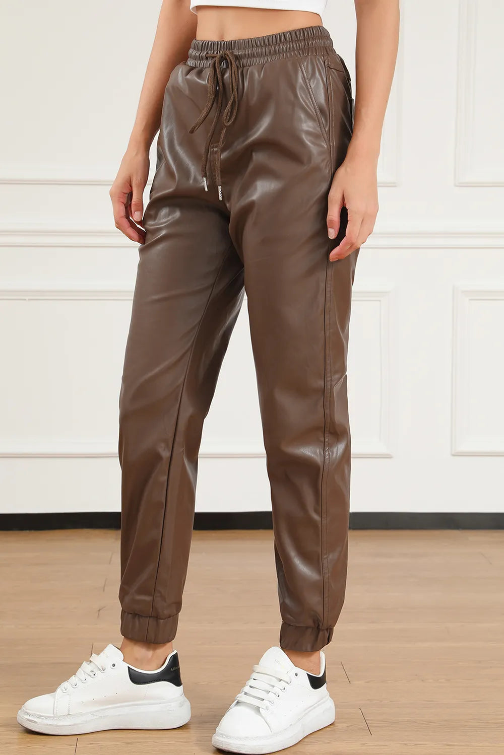 Drawstring PU Leather Pants – Trendsi | ClozArt