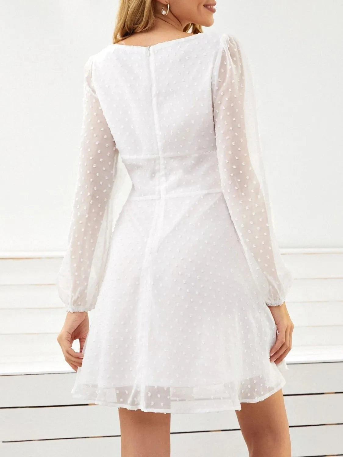 Swiss Dot Long Sleeve Mini Dress – Trendsi | ClozArt