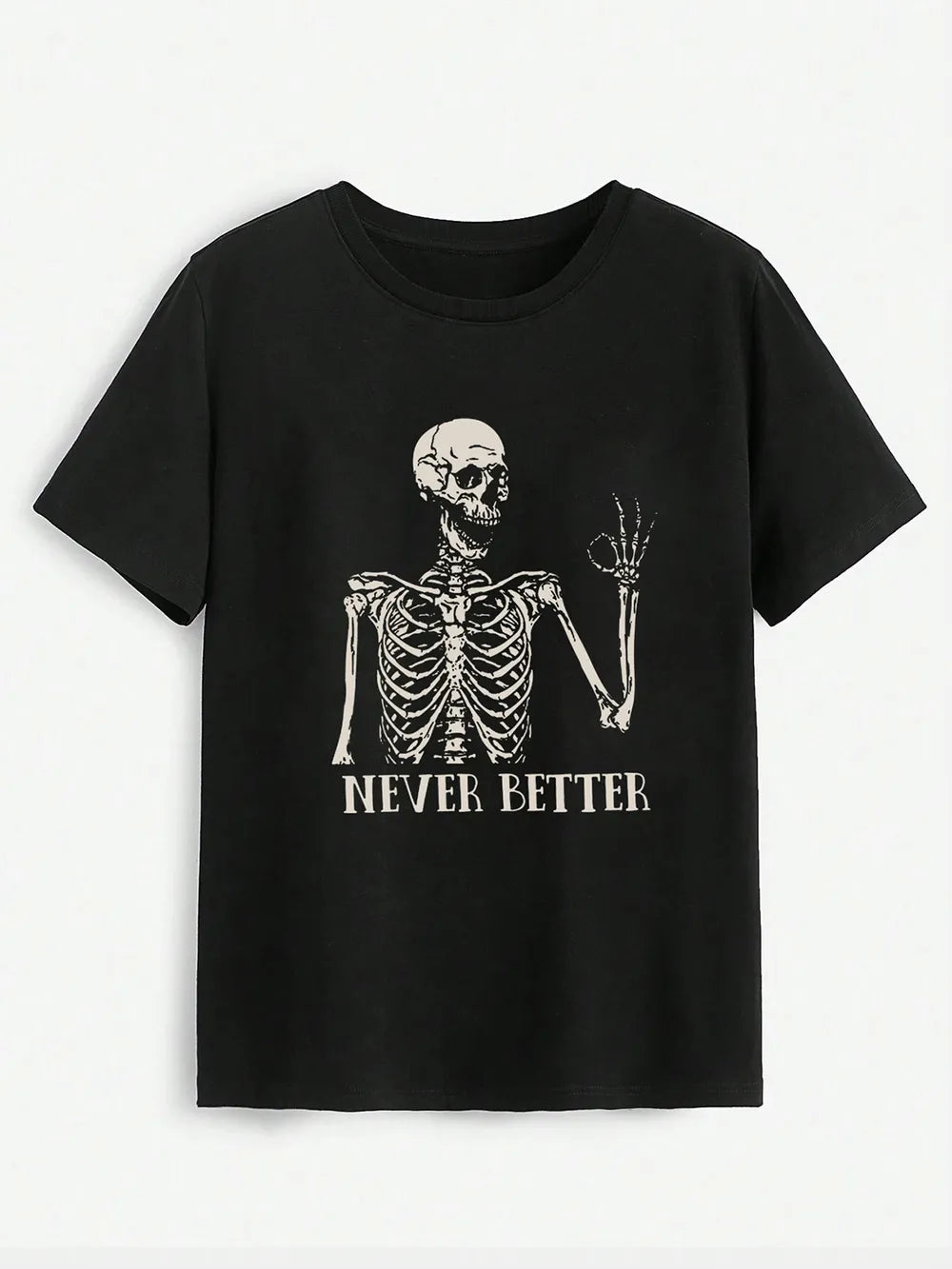 NEVER BETTER Round Neck Short Sleeve T-Shirt – Trendsi | ClozArt
