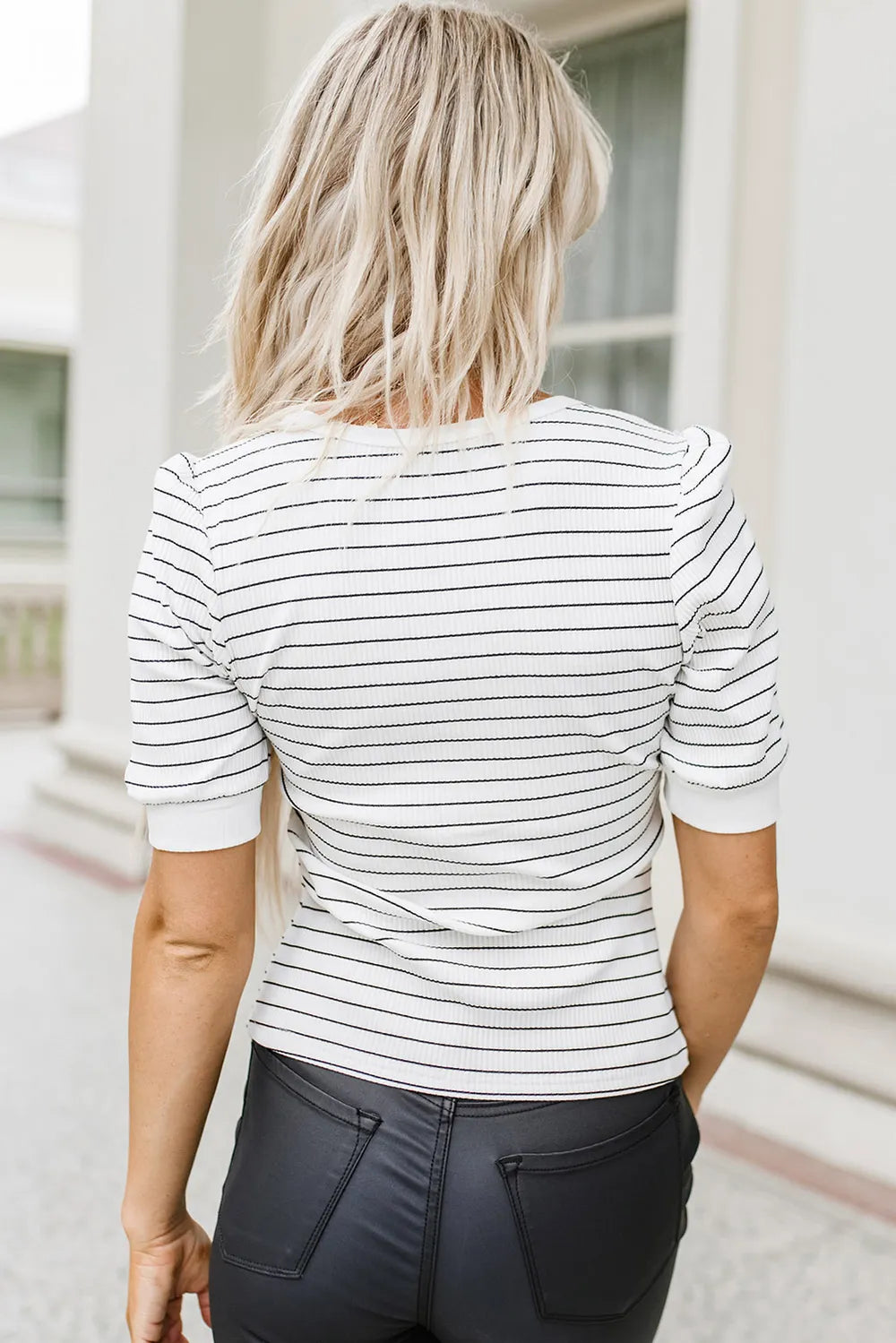 Striped Notched Short Sleeve T-Shirt – Trendsi | ClozArt