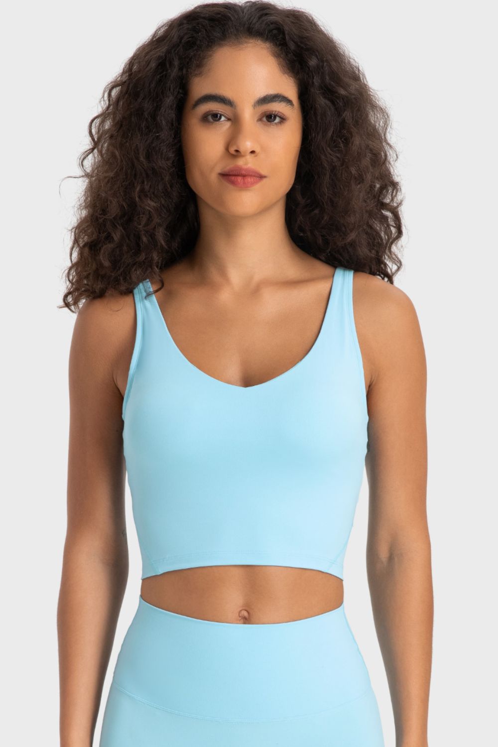 Millennia Deep V-Neck Crop Sports Bra – Trendsi | ClozArt