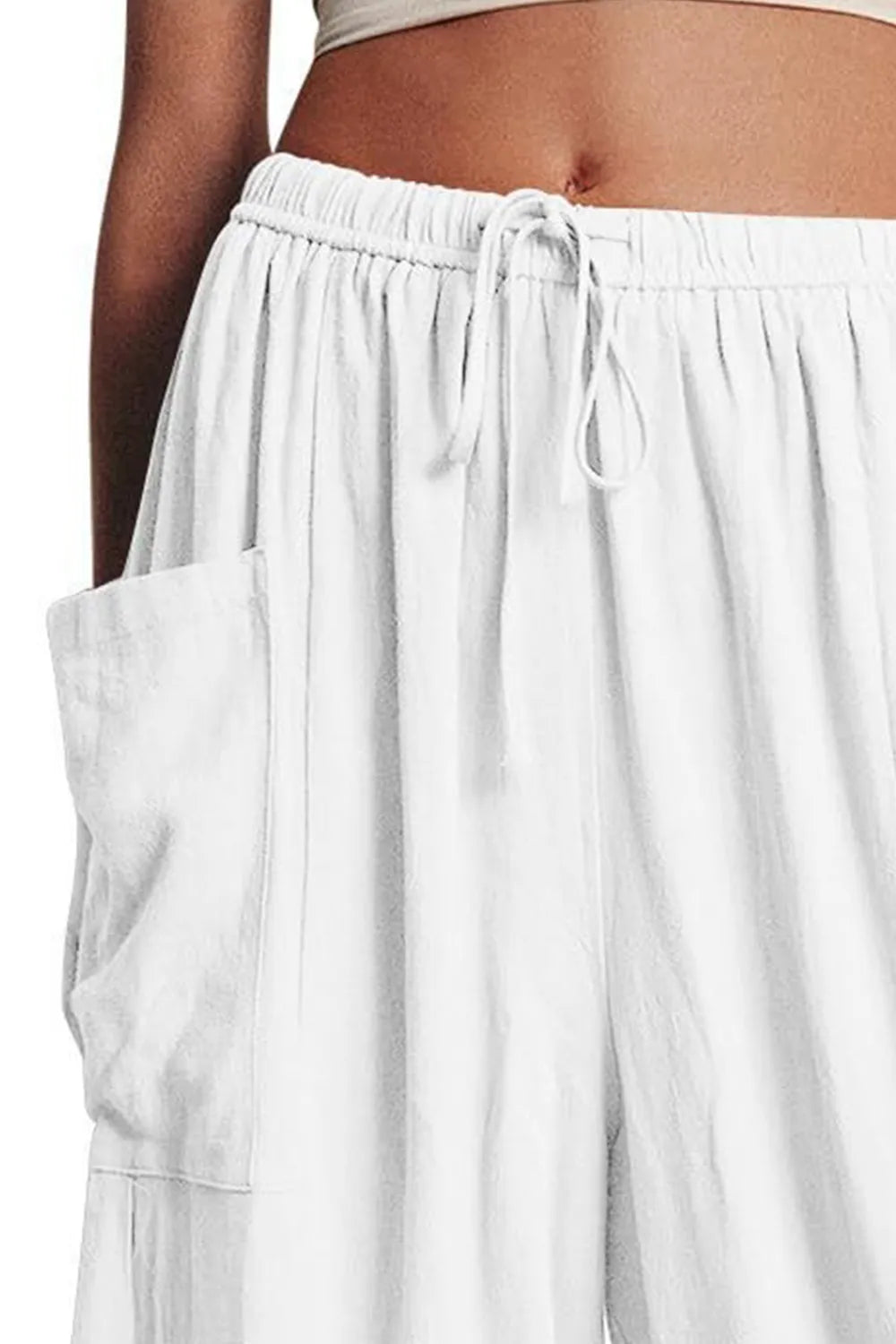 Full Size Pocketed Drawstring Wide Leg Pants – Trendsi | ClozArt