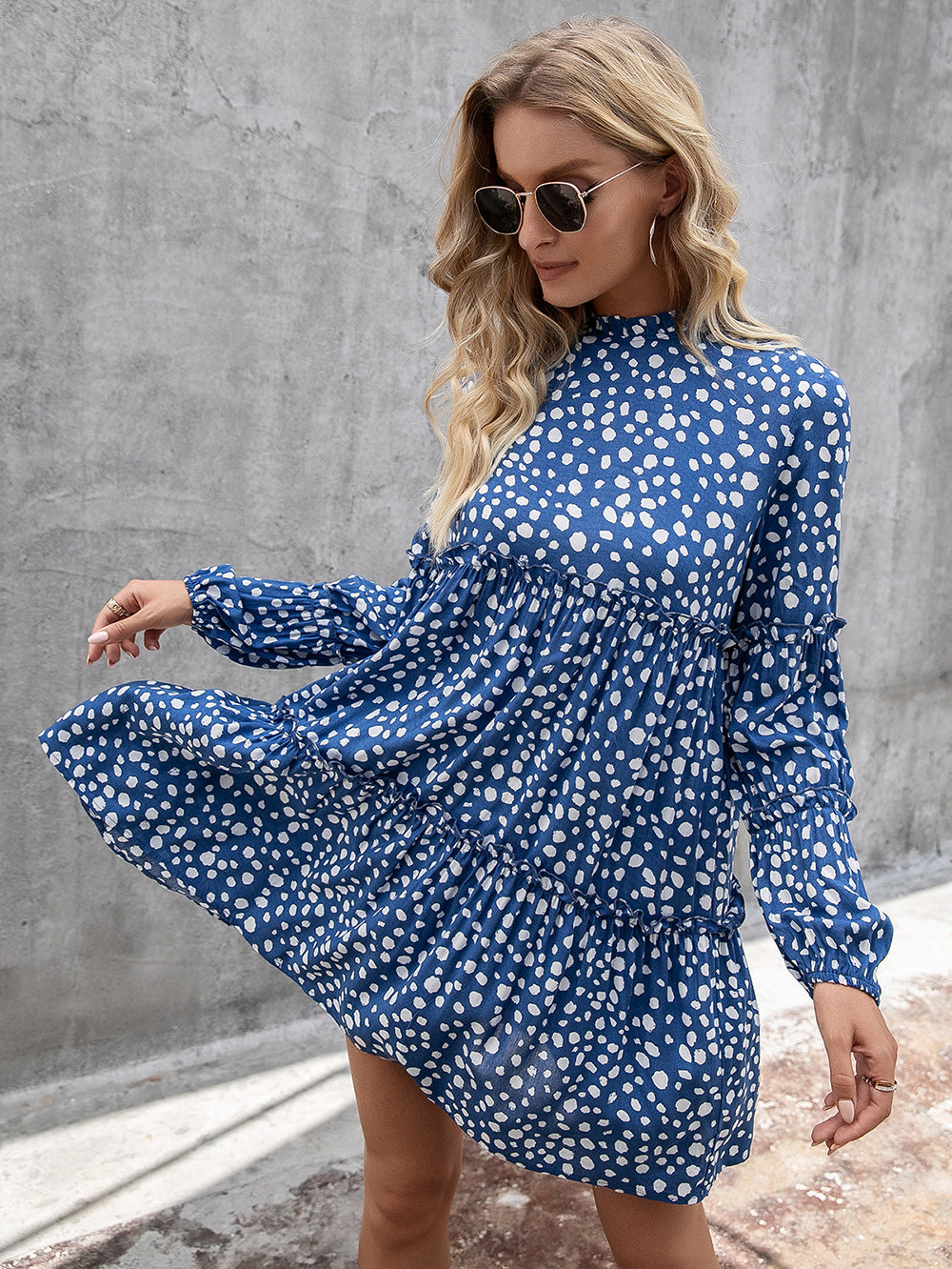 Ivy Lane Printed Long Sleeve Tiered Dress – Trendsi | ClozArt