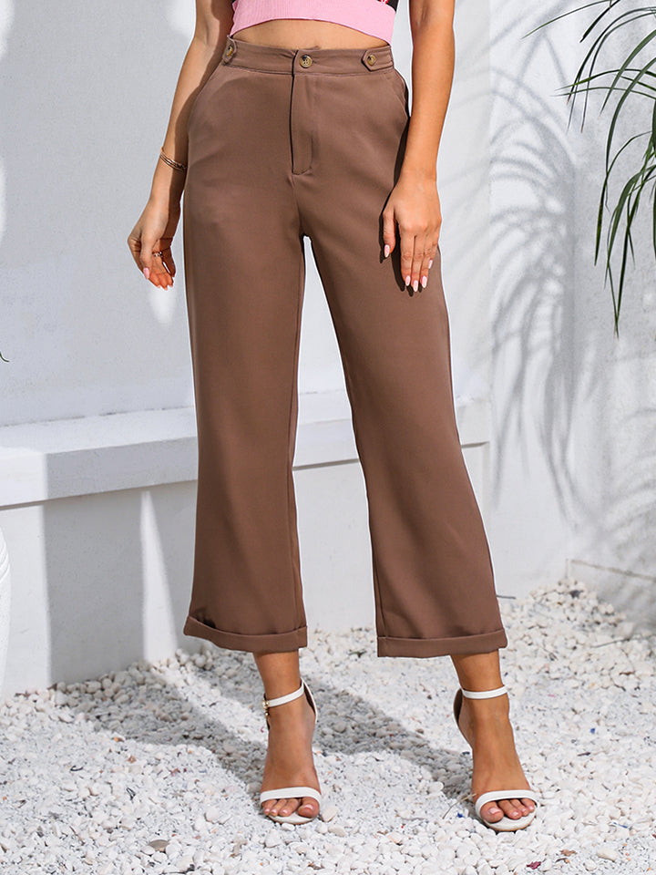 Cropped Straight Leg Pants – Trendsi | ClozArt