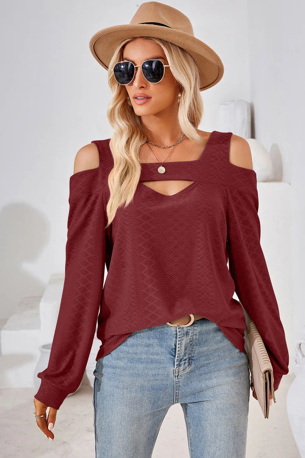 Cutout Square Neck Cold Shoulder T-Shirt – Trendsi | ClozArt