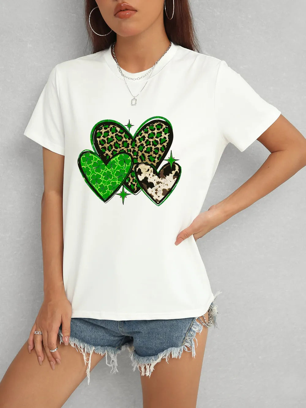 Heart Round Neck Short Sleeve T-Shirt – Trendsi | ClozArt