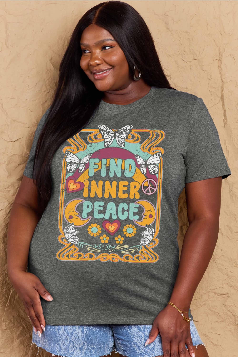 Simply Love Full Size FIND INNER PEACE Graphic Cotton T-Shirt – Trendsi | ClozArt