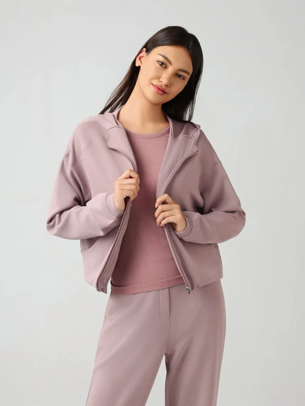 Millennia Zip Up Dropped Shouder Active Hooded – Trendsi | ClozArt