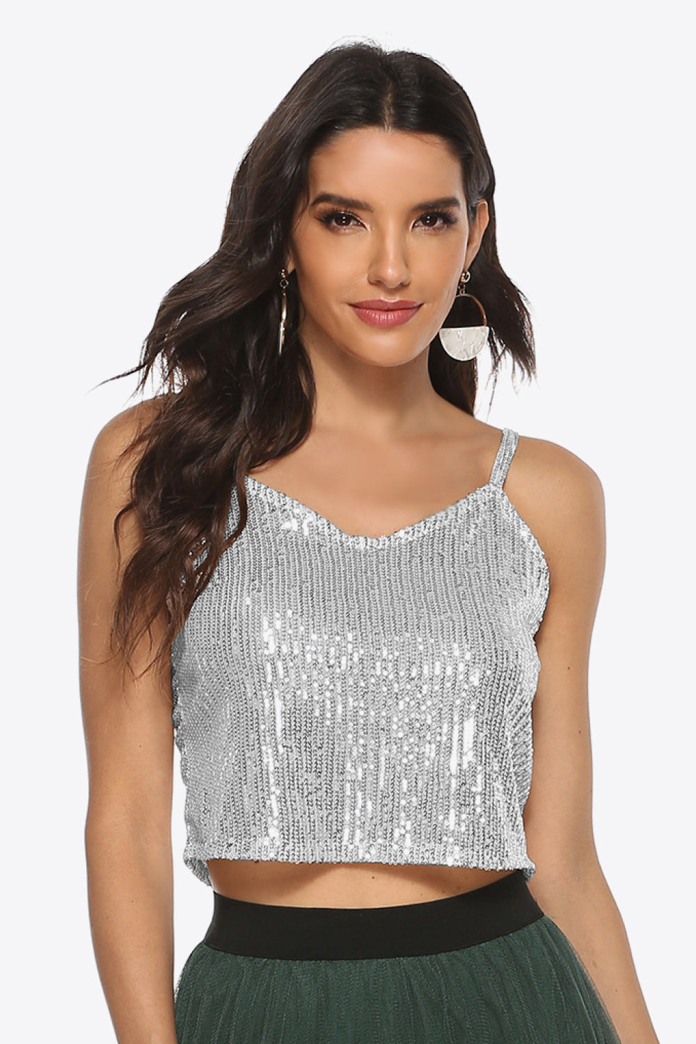 Sequin Cropped Cami – Trendsi | ClozArt