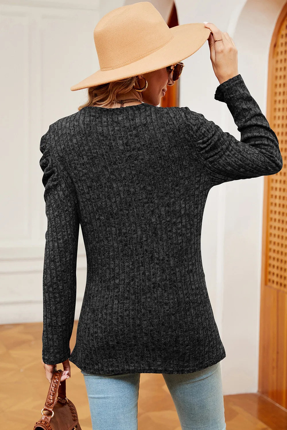 Round Neck Puff Sleeve T-Shirt – Trendsi | ClozArt